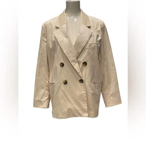 NWT Maeve by Anthropologie Women's Cream Double-Breasted Blazer Size:8P - Picture 3 of 15